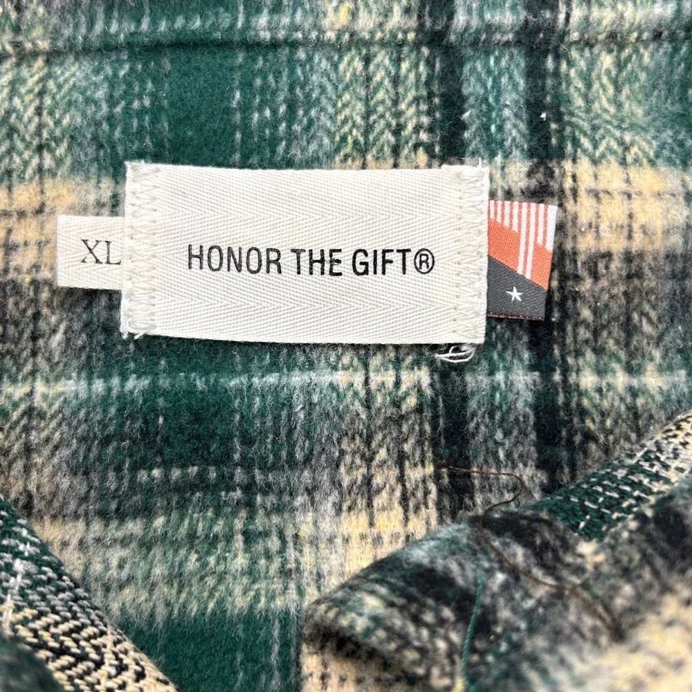 Honor The Gift Flannel Shirt Jacket Womens‎ XL Green Plaid Streetwear NEW